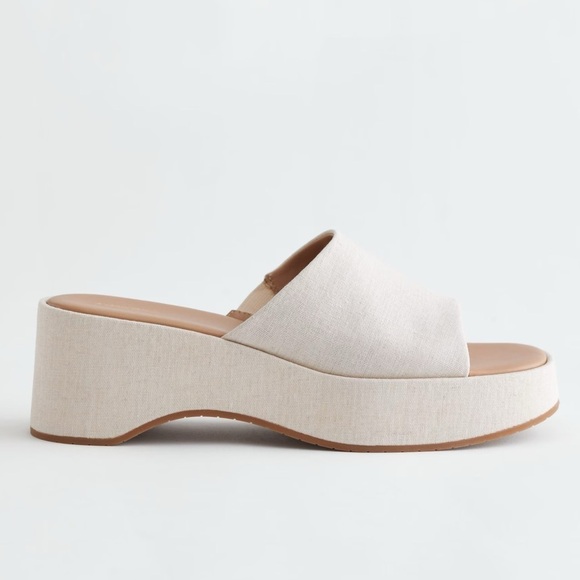 & Other Stories Canvas Cream Platform Mules Chunky Sole Size 38 / US 7 - Picture 2 of 14